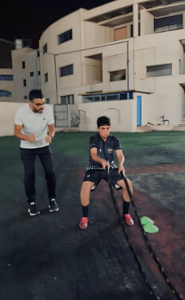 Intermediate football players improving their skills